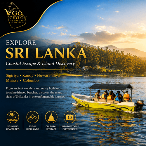 Gregory Lake with boats and the surrounding hill-country scenery in Nuwara Eliya