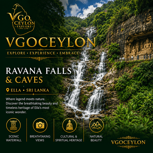 Ravana Falls cascading beside the road near Ella