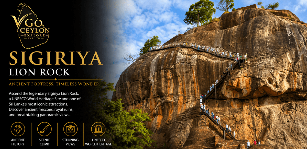 Visitors climbing the ancient staircase carved into Sigiriya Lion Rock